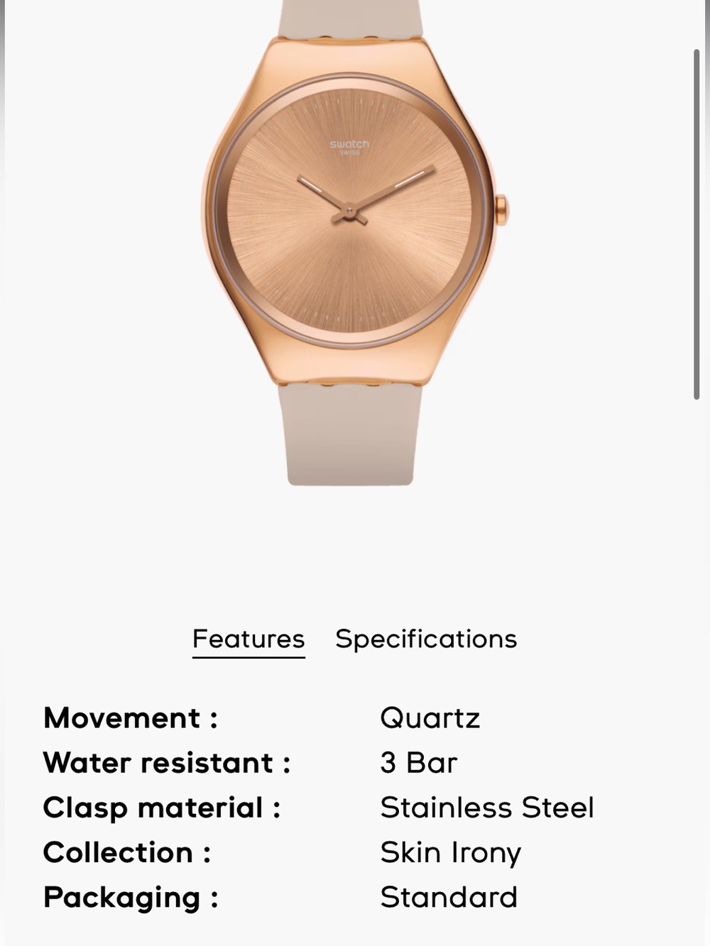 Swatch SKINROSEE - Silicone Strap with Rose Gold Case Watch - Picture 6 of 8